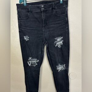 American Eagle Black Distressed jeans high rise stretch